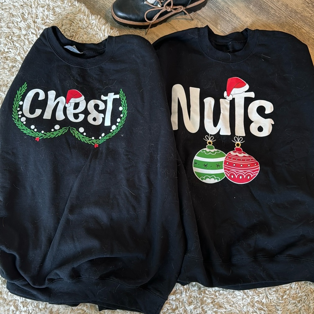 Holiday his and hers sweatshirts, black, 2XL